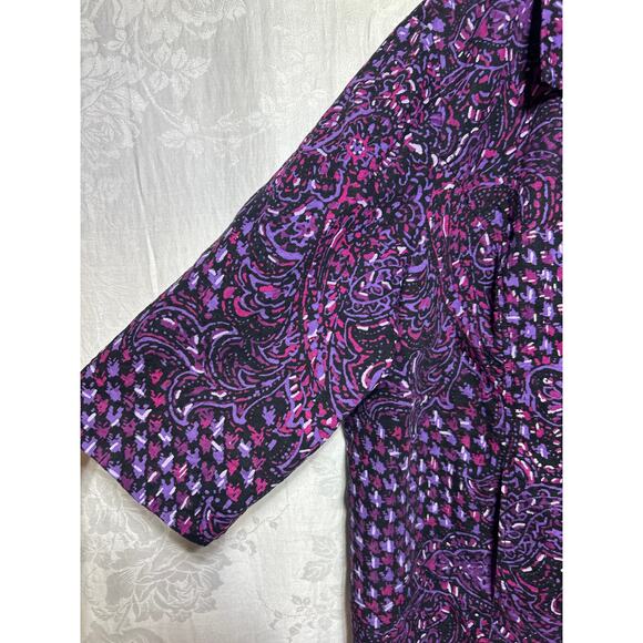 Maggie Barnes Catherines Blazer 4X Purple Print Full Zip Jacket - Picture 3 of 9